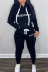 Black Street Print Letter Hooded Collar Long Sleeve Two Pieces