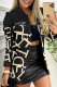 Black Casual Print Patchwork Turndown Collar Outerwear