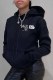 Black Casual Print Letter Hooded Collar Tops