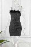 Burgundy Sexy Patchwork Backless Strapless Sleeveless Dress
