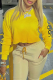 Yellow Casual Print Letter O Neck Tops