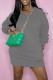 Grey Casual Solid Patchwork V Neck Long Sleeve Dresses