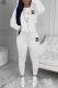 White Street Print Patchwork Hooded Collar Long Sleeve Two Pieces