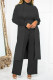 Black Casual Solid Patchwork Turtleneck Long Sleeve Three-piece Set
