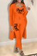 Orange Street Print Letter Long Sleeve Three Pieces