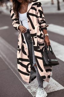Apricot Street Print Patchwork Hooded Collar Outerwear