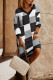Black Casual Plaid Print Patchwork V Neck Long Sleeve Dresses