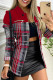 Red Casual Print Patchwork Turndown Collar Outerwear