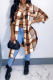 Brown Street Striped Patchwork Turndown Collar Outerwear
