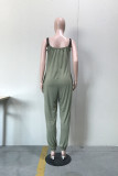 Green Fashion Casual Solid Basic O Neck Loose Jumpsuits