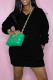 Black Casual Solid Patchwork V Neck Long Sleeve Dresses