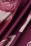 Burgundy Sexy Print Bandage Backless Spaghetti Strap Sleeveless Dress Dresses