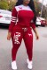 Red Casual Print Letter Hooded Collar Long Sleeve Two Pieces