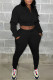 Black Casual Solid Patchwork Zipper Collar Long Sleeve Two Pieces