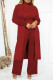 Burgundy Casual Solid Patchwork Turtleneck Long Sleeve Three-piece Set