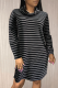 Black Casual Striped Patchwork Turtleneck Straight Dresses