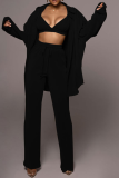 Rose Red Casual Solid Patchwork Turndown Collar Long Sleeve Two Pieces