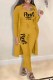 Yellow Street Print Letter Long Sleeve Three Pieces