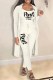 White Street Print Letter Long Sleeve Three Pieces