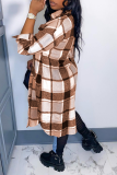 Red Street Striped Patchwork Turndown Collar Outerwear
