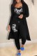Black Street Print Letter Long Sleeve Three Pieces