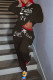 Black Casual Letter Print Basic O Neck Long Sleeve Two Pieces