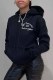 Black Casual Print Letter Hooded Collar Tops