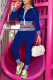 Blue Casual Solid Patchwork Zipper Collar Long Sleeve Two Pieces