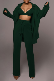 Rose Red Casual Solid Patchwork Turndown Collar Long Sleeve Two Pieces