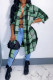 Ink Green Street Striped Patchwork Turndown Collar Outerwear