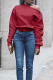 Burgundy Street Solid Buckle One Shoulder Tops