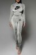 Grey Street Print Letter Half A Turtleneck Long Sleeve Two Pieces