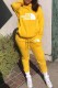 Yellow Street Print Letter Hooded Collar Long Sleeve Two Pieces