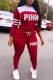 Red Casual Print Letter Hooded Collar Long Sleeve Two Pieces