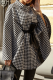 Black Street Plaid Patchwork Half A Turtleneck Outerwear