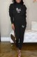 Black Casual Print Letter Turtleneck Long Sleeve Two Pieces
