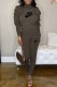 Dark Gray Casual Print Letter Turtleneck Long Sleeve Two Pieces