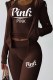 Coffee Sexy Print Letter Long Sleeve Three Pieces