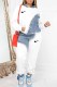 White Casual Print Patchwork Hooded Collar Long Sleeve Two Pieces