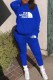 Blue Street Print Letter Hooded Collar Long Sleeve Two Pieces