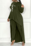 Grey Street Print Patchwork O Neck Long Sleeve Two Pieces