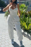 Coffee Street Solid Patchwork Harlan Mid Waist Harlan Solid Color Bottoms