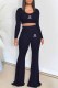 Tibetan Blue Casual Print Letter O Neck Long Sleeve Two Pieces