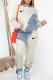 Grey Casual Print Patchwork Hooded Collar Long Sleeve Two Pieces