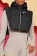 Black Street Print Letter Hooded Collar Outerwear