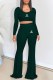 Ink Green Casual Print Letter O Neck Long Sleeve Two Pieces