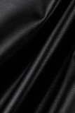 Black Sexy Solid Bandage Patchwork Backless Strapless Sleeveless Two Pieces