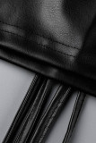 Black Sexy Solid Bandage Patchwork Backless Strapless Sleeveless Two Pieces