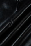 Black Sexy Solid Patchwork Feathers Backless Strapless Long Dress