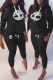 Black Sportswear Embroidery Patchwork Hooded Collar Long Sleeve Two Pieces